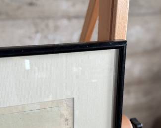 This lot features a Japanese woodblock print from the Noh Theater series by listed artist, Tsukioka Kōgyo. Professionally framed and measures in frame, 16.5” H x 21” W. Tsukioka Kōgyo was the adopted son and student of the ukiyo-e master Tsukioka Yoshitoshi. His prints are known for their detailed and elegant portrayal of Noh actors, costumes, and stages. His work is considered an important visual record of the traditional theater form during the Meiji era. 
