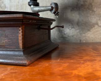 This lot features an antique Columbia Gramaphone with a large horn included. Gramophones were mechanical devices used for the reproduction of sound. The term "gramophone" was coined by its inventor, Emile Berliner, in the late 1880s. Comes untested.
