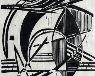 "Intrusion", a limited edition hand-signed black and white woodcut print by listed artist, Werner Drewes. Professionally framed and measures in frame, 25” H x 20.25” W. Werner Drewes was born in Canig, Germany, and began studying art in 1920 at the Stuttgart School of Architecture. A year later he transferred to the Stuttgart School of Arts and Crafts. From 1921 to 1922, he studied with Paul Klee, Johannes Itten, and Oskar Schlemmer at the Bauhaus in Weimar.
