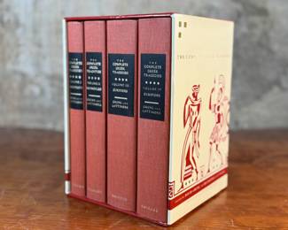 This is a four-volume set of books titled The Complete Greek Tragedies, edited by David Grene and Richmond Lattimore and published by the University of Chicago Press. The translations were undertaken to be a resource for teachers, students, and readers, combining accuracy with poetic immediacy. The collection features surviving masterpieces from ancient Greek tragedians such as Aeschylus, Sophocles, and Euripides.
