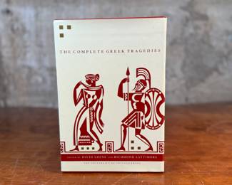 This is a four-volume set of books titled The Complete Greek Tragedies, edited by David Grene and Richmond Lattimore and published by the University of Chicago Press. The translations were undertaken to be a resource for teachers, students, and readers, combining accuracy with poetic immediacy. The collection features surviving masterpieces from ancient Greek tragedians such as Aeschylus, Sophocles, and Euripides.
