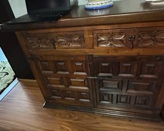 Antique Spanish revival wood cabinet
