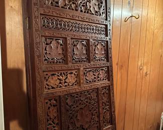 Hand carved wood screen or room divider