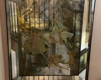 Japanese Reverse-Painted Wall Mirror