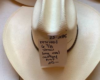 #285 Resistol 6 7/8" Straw Long Oval Cowboy Hat $25.00