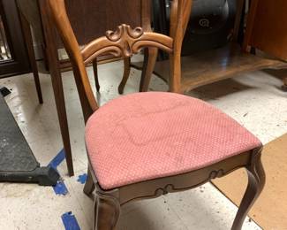 #166 ballon back chair with pink cloth seat $30.00