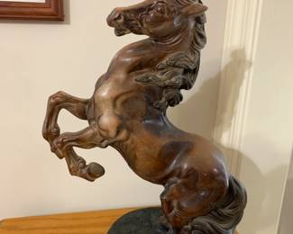#65 18 inch tall metal horse on back legs USA $90.00