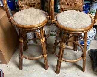 #180 Set of 2 Rattan Swivel Bar Stools - Seat Height - 30" $20.00