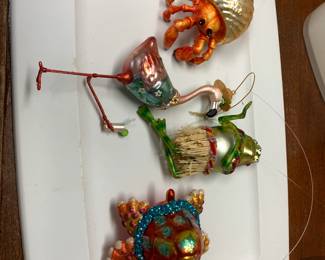 #171 Set of 4 Whimsical ocean/Themed Christmas ornaments $25.00
