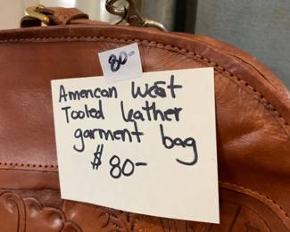 #246 American West Tooled Leather Garment Bag $80.00