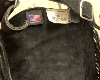 #227 Whittmann Black Suede Fringe Chaps - Size Small Ladies $35.00