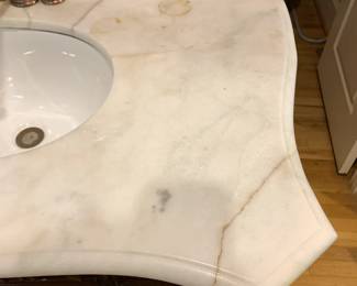 #251 Wood 2 door Cabinet w/2 drawers & as is marble top Sink - 37x22x65 $100.00