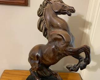 #65 18 inch tall metal horse on back legs USA $90.00