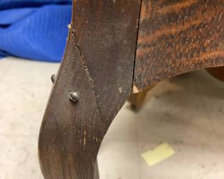 #164 oak desk with flip down front 1 drawer on qa leg as is leg 29x16x40 $45.00