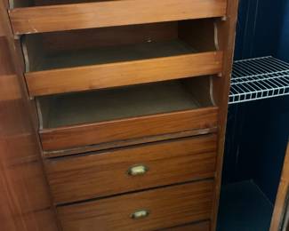 #45 armoire with 3 doors 3 drawers shelves and brass hangers inside 72x24x80 $175.00