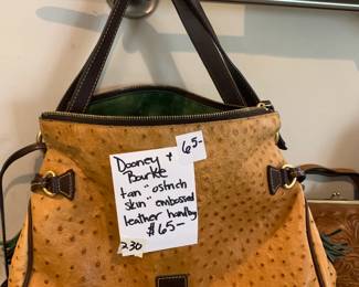 #230 Dooney & bourke Tann "Ostrich skin" embossed Leather Handbag $65.00