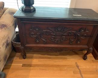 #13 marble top 2 drawer server 48x19x32 $175.00