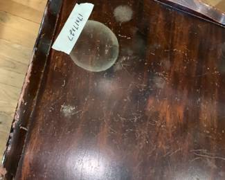 #18 as is finish table with shelf 17x17x27 $35.00