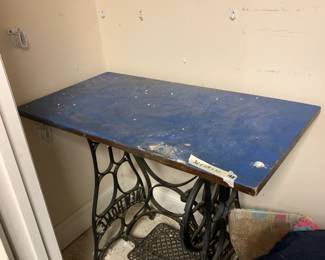 #148 sewing treadle base 36x19x30 wood top ` $25.00