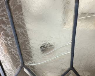 #177 Oak Door w/Leaded Glass (as is cracks in glass) 36x79 $45.00
