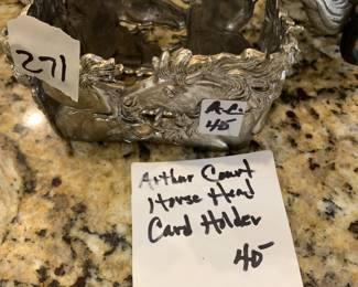#271 Arthur Court Horse Head Card Holder $40.00