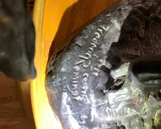#63 horse with man jumping away from rattle snake METAL Remington $225.00
