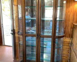 #330 Curved Front lighted Display Cabinet w/5 1/4" Glass Shelves 43x15x79 $75.00
