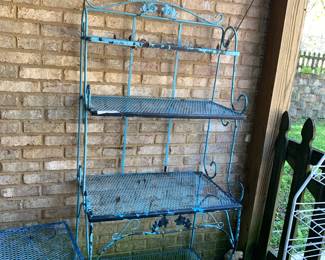 #189 Wrought Iron 4 shelf Bakers rack (painted and peeling) 30x18x66 $65.00