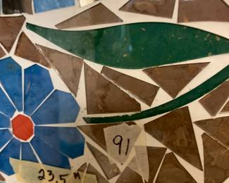 #91 stain glass flower mirror 23.5 round $75.00