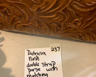 #237 Patricia Nash Double Strap Purse w/matching Tooled Leather Wristlet $100.00