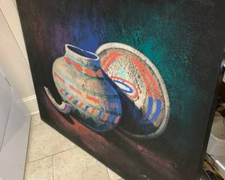 #249 Original Acryllic on Canvas by S. McGraw of Mexican Pot - 50x41 $40.00