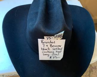 #288 Resistol 7 x Beaver Black Felted Cowboy Hat Long Oval $75.00