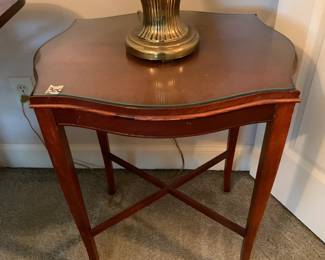 #306 Wood 4 leg End Table - 22x18x26 w/glass protect $30.00