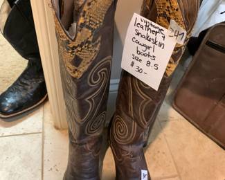#247 Vintage Leather & Snakeskin Cowgirl Boots - Size 8.5 $30.00