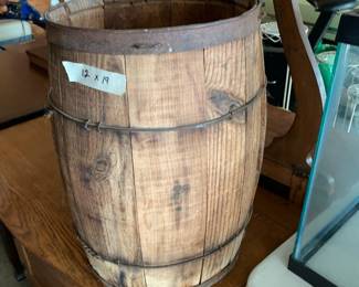 #111 wood barrel 12x19 $30.00