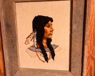 #346 Embrody of Indian Girl in a rustic Wood Frame - 23x27 $40.00