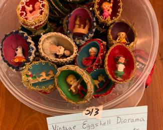 #313 Vintage Eggshell Diorama Christmas Ornaments - 32pieces $100.00
