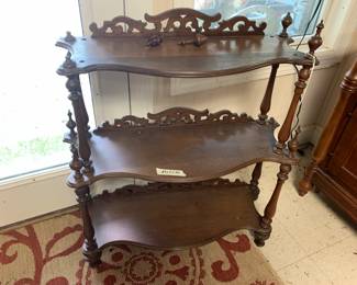 #71 3 shelve fancy shelf 29x11x36 as is finial $30.00