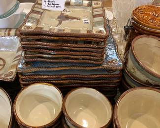#266 Canyon Ranch Collection 30 pc. Mixed Set w/longhorn motiff - square design $80.00