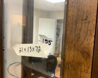 #155 display cabinet with octangle 1/2 front 3 glass shelves $45.00
