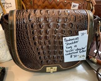 #241 Brahmin Shoulder Bag in Brown "Alligator" Embossed Leather $70.00