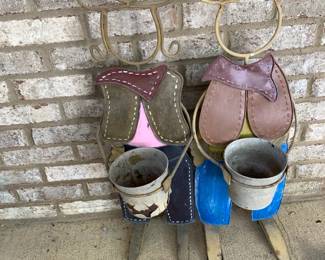 #317 Cowboy/Cowgirl Planters - 29" Tall set of w2 $30.00