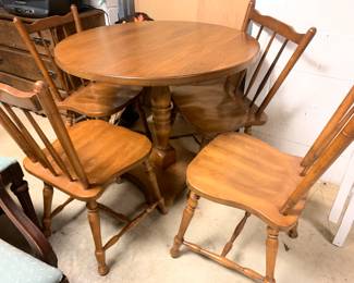 #117 round dining table with 4 chairs $75.00