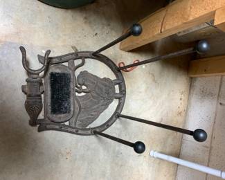 #181 Cast Iron Boot Scraper & Boot Stand w/Horse Emblem $60.00