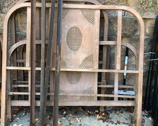 #210 Vintage Iron Single Headboard/Footboard - rusted w/lacy design $30.00
#211 Twin Bed Lacy Back Headboard/Footboard $25.00