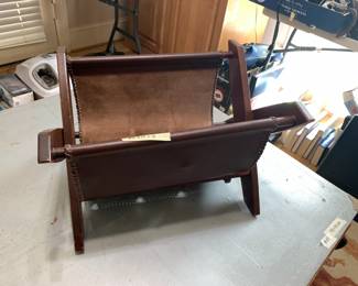 #60 leather magazine stand 20x14x13 $75.00