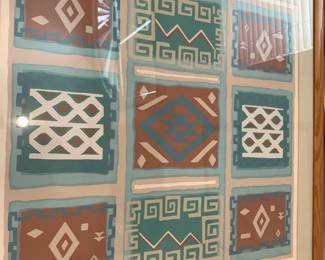 #258 Original Acrylic Framed and Signed of Mexican Blanket - 32x32 $45.00