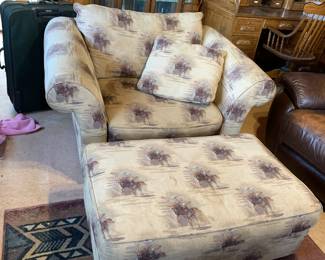 #327 Cowboy Fabric oversized Chair & Ottoman $30.00