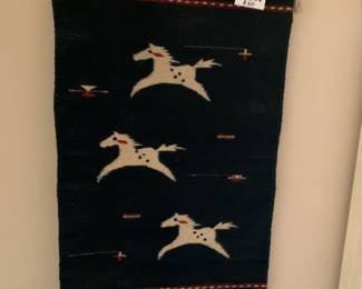 #307 Mexican Hand-woven Rug Wall Horse Tapestry w/handmade nail Board $100.00