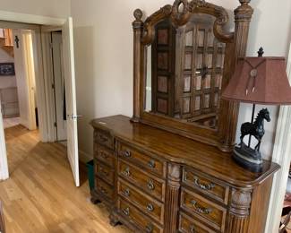 #34 12 drawer dresser with mirror 72x20x39 mirr 48x46 $225.00